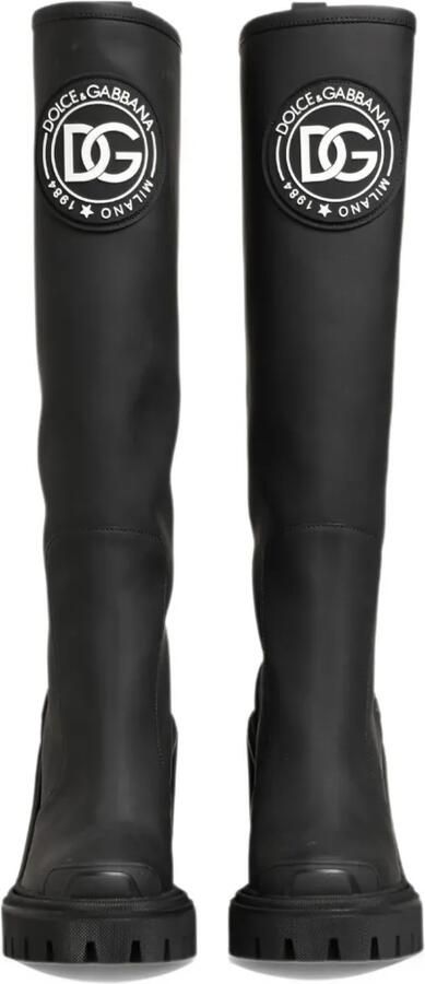 Dolce & Gabbana logo-patch rubberised leather boots Zwart - Foto 5