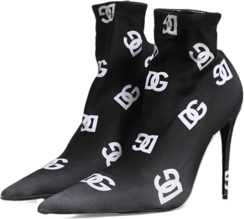 Dolce & Gabbana logo-print pointed-toe ankle boots Zwart