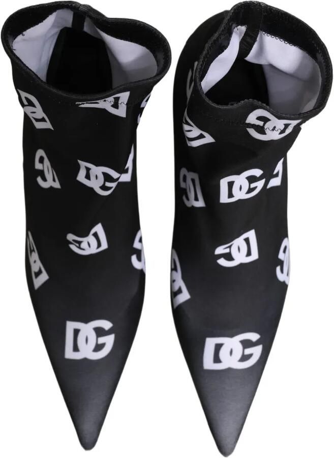 Dolce & Gabbana logo-print pointed-toe ankle boots Zwart - Foto 5