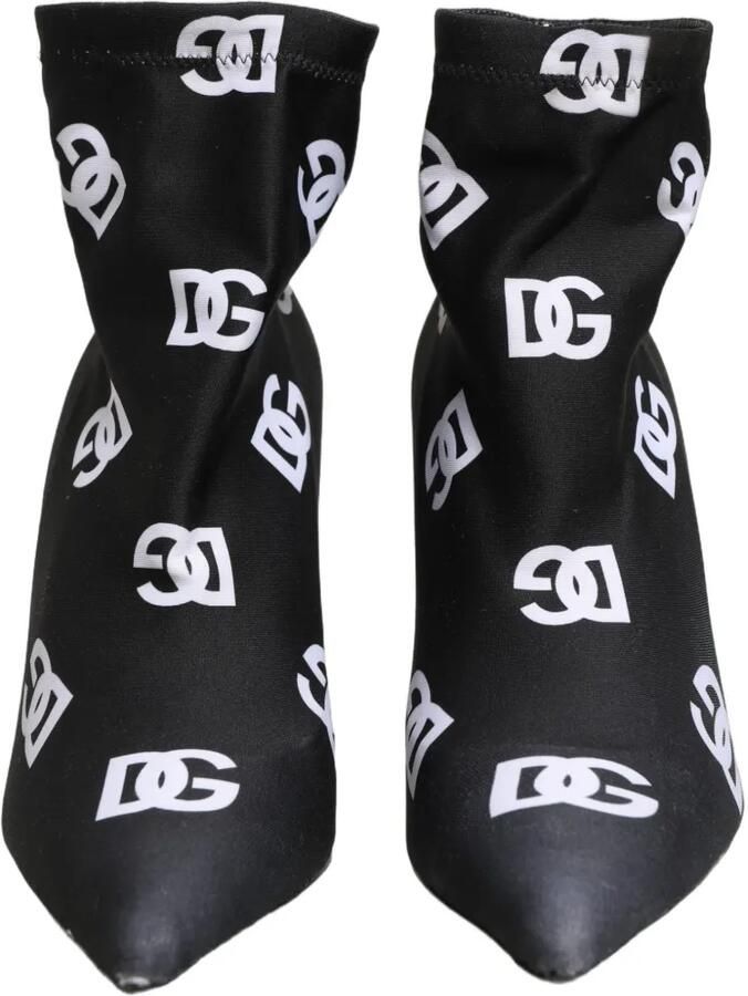 Dolce & Gabbana logo-print pointed-toe ankle boots Zwart - Foto 3