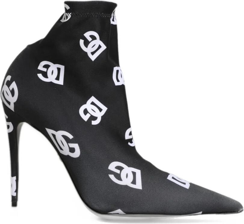 Dolce & Gabbana logo-print pointed-toe ankle boots Zwart - Foto 4