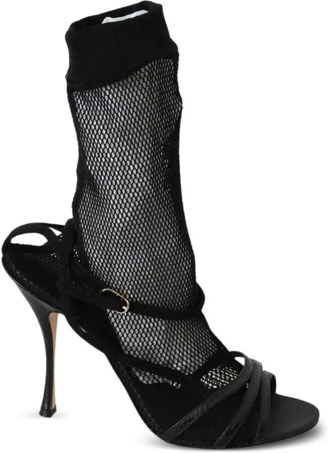 Dolce & Gabbana mesh-overlay buckle-fastening heeled sandals Zwart