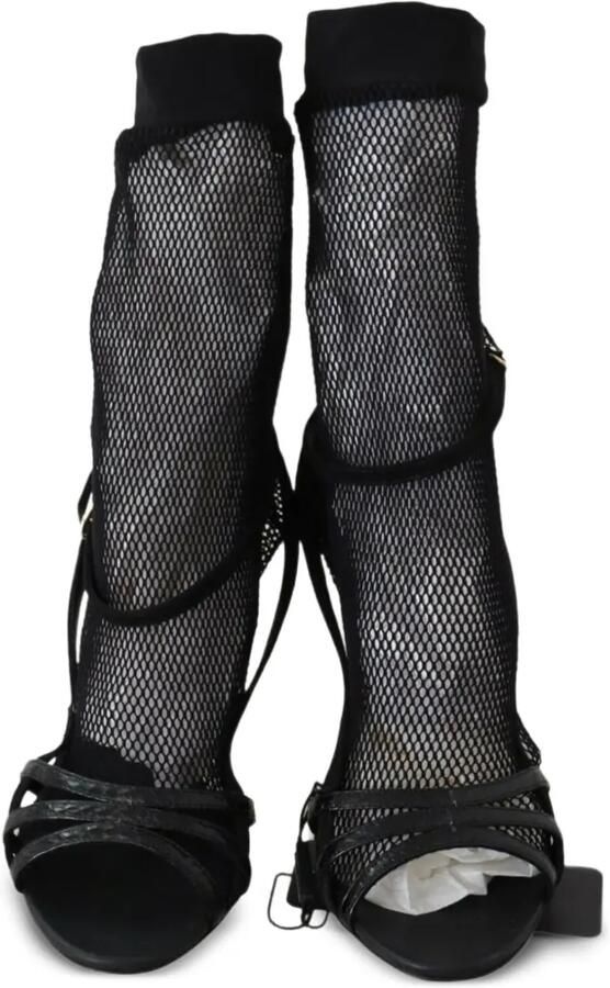 Dolce & Gabbana mesh-overlay buckle-fastening heeled sandals Zwart - Foto 4