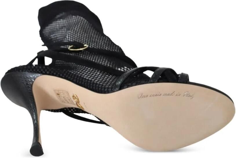 Dolce & Gabbana mesh-overlay buckle-fastening heeled sandals Zwart - Foto 5