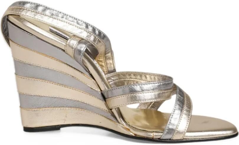 Dolce & Gabbana metallic-effect wedge sandals Goud