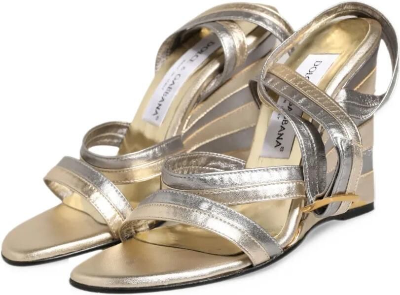 Dolce & Gabbana metallic-effect wedge sandals Goud - Foto 3