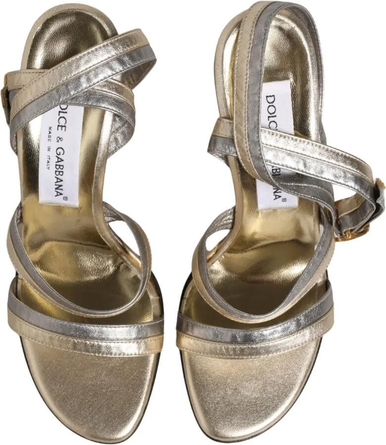 Dolce & Gabbana metallic-effect wedge sandals Goud - Foto 2