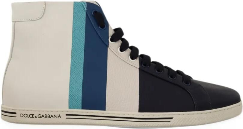 Dolce & Gabbana mid-top leather sneakers Blauw