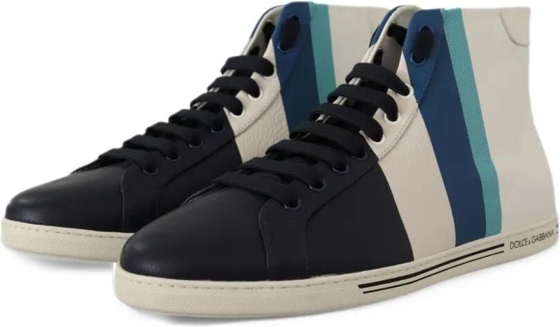 Dolce & Gabbana mid-top leather sneakers Blauw - Foto 4