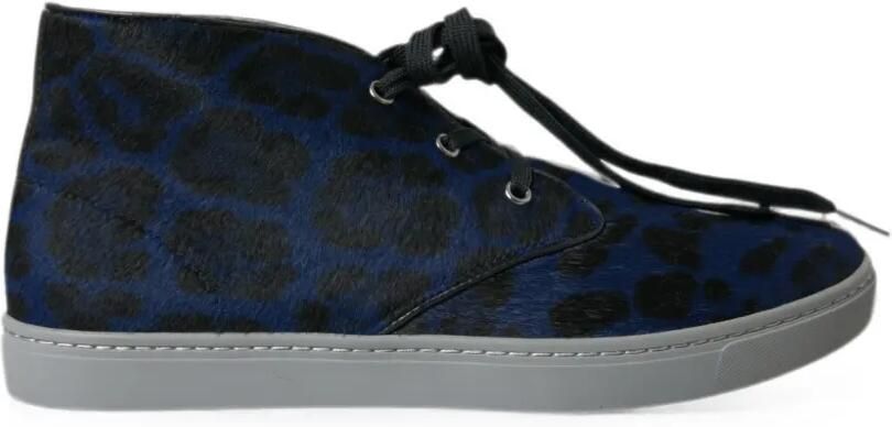 Dolce & Gabbana Mid-top sneakers met luipaard-print Blauw