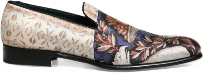 Dolce & Gabbana Multicolor Fruit Print Velvet Loafers Beige