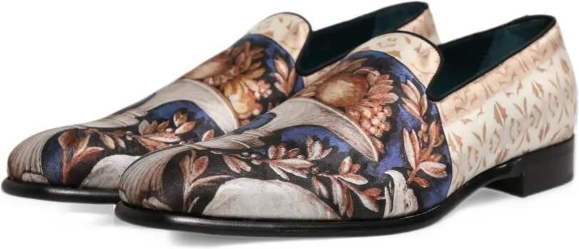 Dolce & Gabbana Multicolor Fruit Print Velvet Loafers Beige - Foto 5