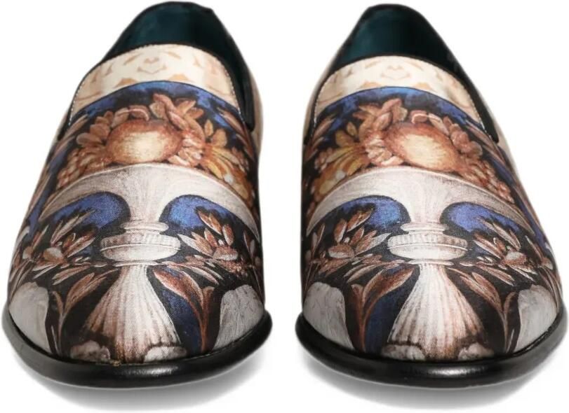 Dolce & Gabbana Multicolor Fruit Print Velvet Loafers Beige - Foto 3