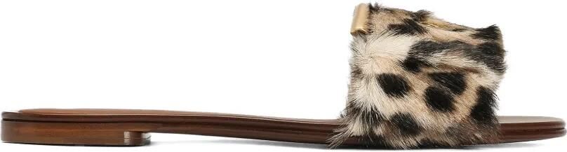 Dolce & Gabbana Platte slippers met luipaard-print Beige