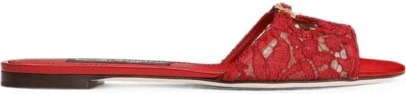 Dolce & Gabbana Platte sneakers met kant Rood