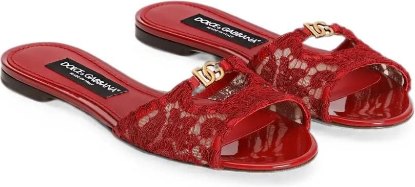 Dolce & Gabbana Platte sneakers met kant Rood - Foto 3