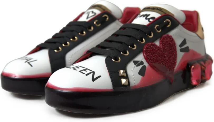 Dolce & Gabbana Portofino leren sneakers verfraaid met kristallen Wit - Foto 3