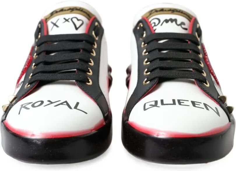 Dolce & Gabbana Portofino leren sneakers verfraaid met kristallen Wit - Foto 2