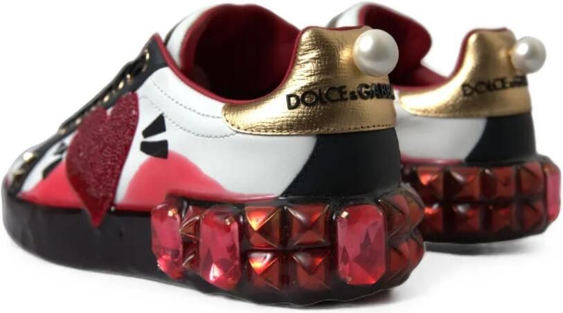 Dolce & Gabbana Portofino leren sneakers verfraaid met kristallen Wit - Foto 4