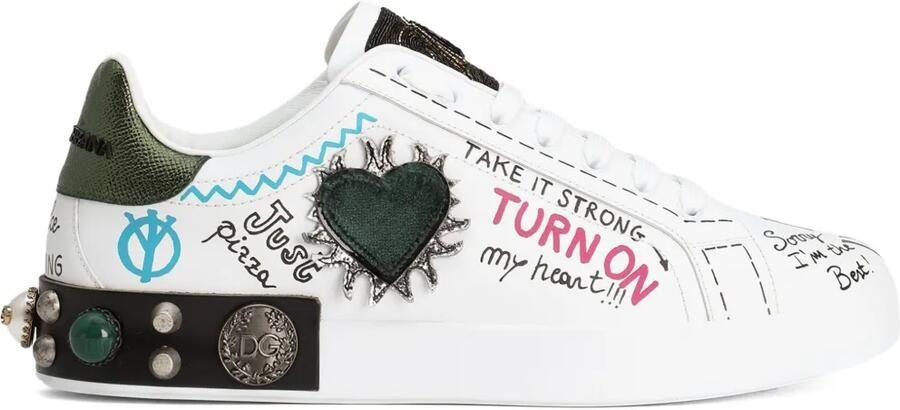 Dolce & Gabbana Portofino Graffiti sneakers Wit