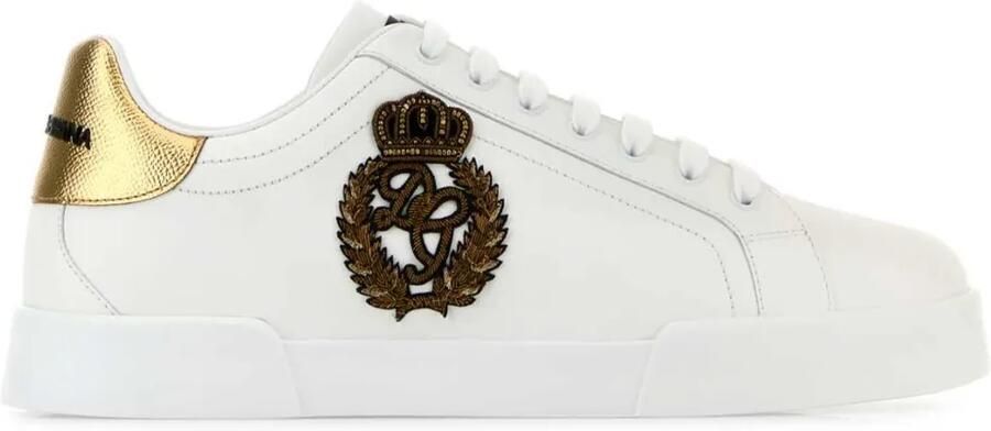 Dolce & Gabbana Portofino kalfsleren sneakers met kroonpatch Wit