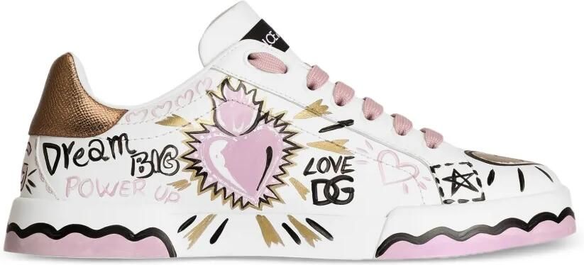 Dolce & Gabbana Portofino kalfsleren sneakers Wit