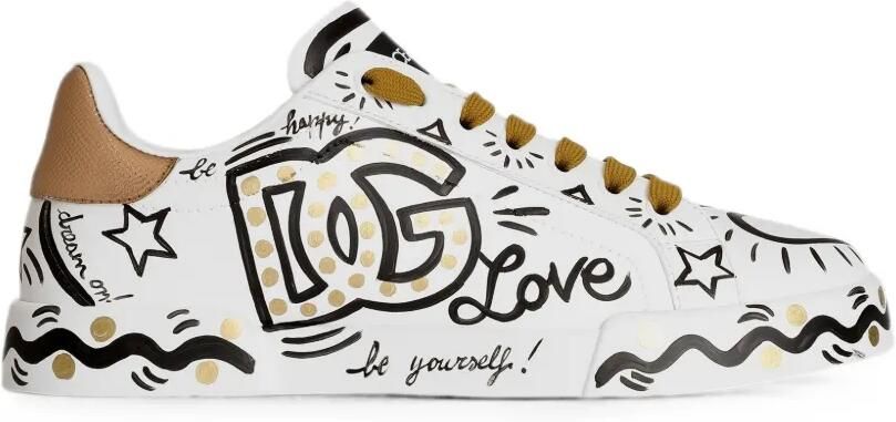 Dolce & Gabbana Portofino kalfsleren sneakers Wit