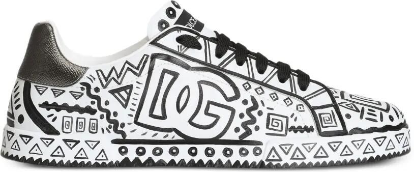 Dolce & Gabbana Portofino kalfsleren sneakers Wit