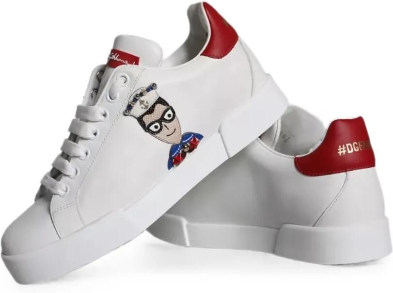 Dolce & Gabbana Portofino leren sneakers met applicatie Wit - Foto 3