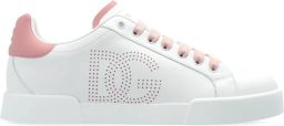 Dolce & Gabbana Portofino leren sneakers met geperforeerd logo Wit