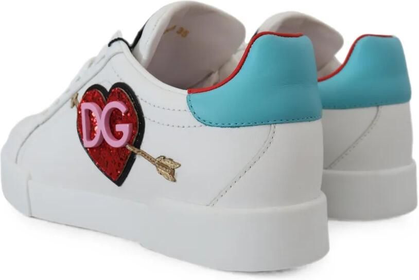 Dolce & Gabbana Portofino leren sneakers met hart-patch Wit - Foto 2