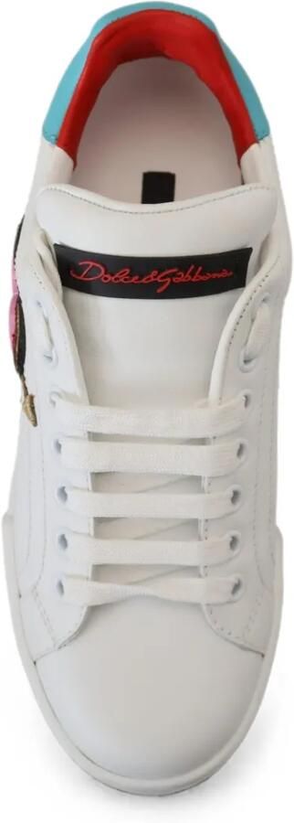 Dolce & Gabbana Portofino leren sneakers met hart-patch Wit - Foto 4