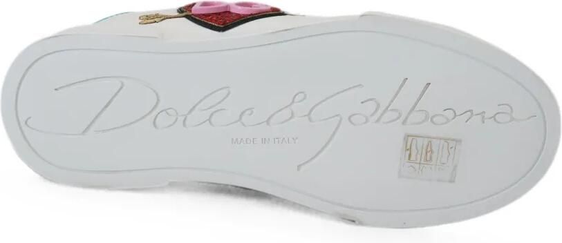 Dolce & Gabbana Portofino leren sneakers met hart-patch Wit - Foto 5