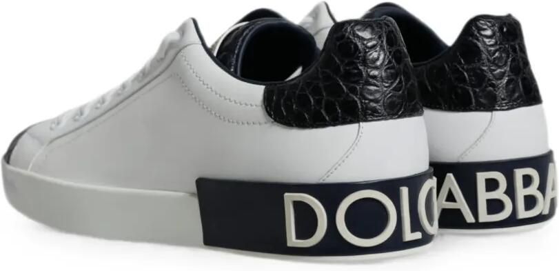 Dolce & Gabbana Portofino leren sneakers met krokodillen-reliëf Wit - Foto 4