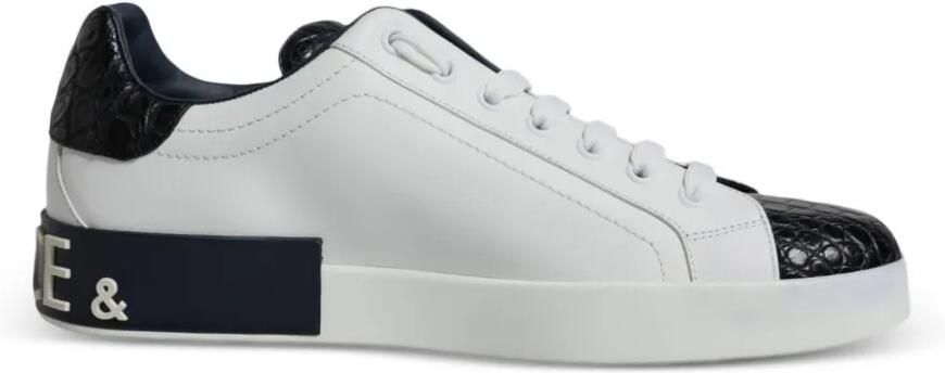 Dolce & Gabbana Portofino leren sneakers met krokodillen-reliëf Wit - Foto 5