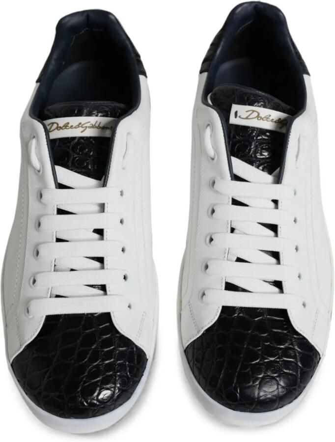 Dolce & Gabbana Portofino leren sneakers met krokodillen-reliëf Wit - Foto 2
