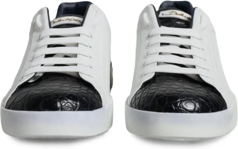 Dolce & Gabbana Portofino leren sneakers met krokodillen-reliëf Wit - Foto 3