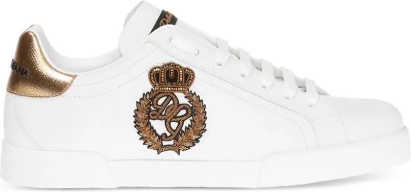 Dolce & Gabbana Portofino leren sneakers met kroonpatch Wit