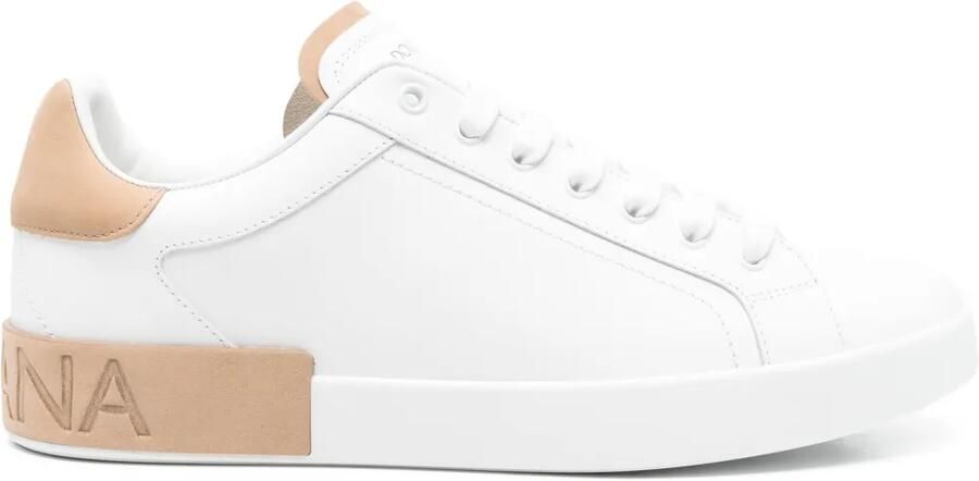 Dolce & Gabbana Portofino leren sneakers met vlakken Wit