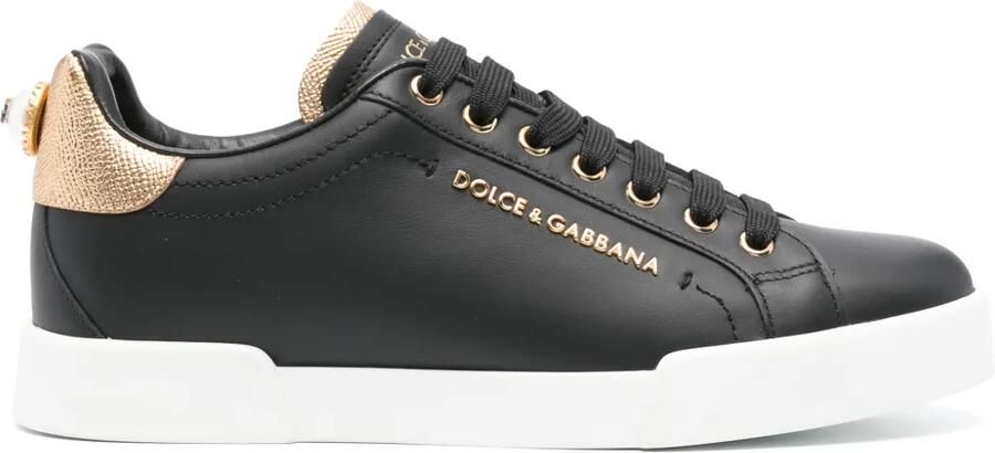 Dolce & Gabbana Portofino leren sneakers Zwart