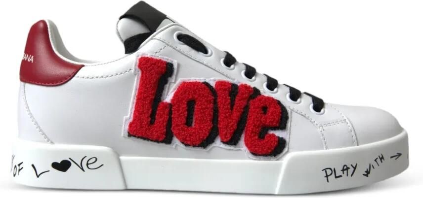 Dolce & Gabbana Portofino Love sneakers met patch Wit