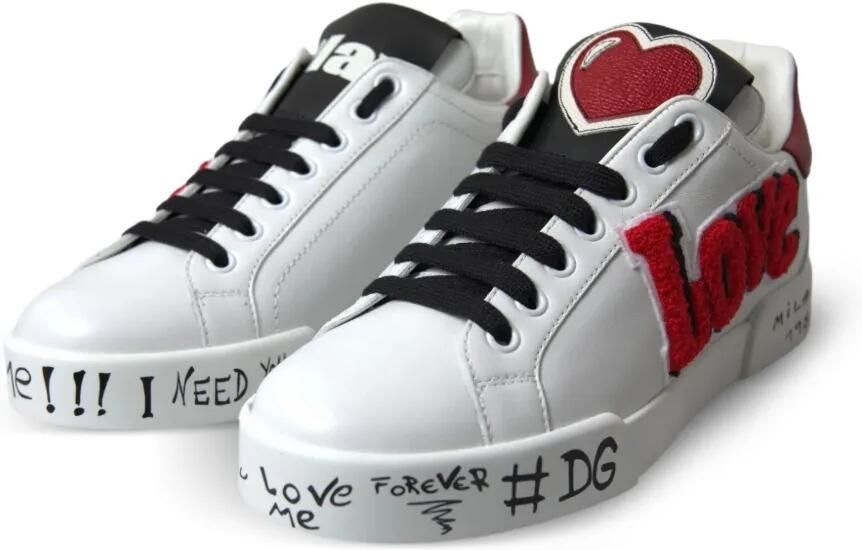 Dolce & Gabbana Portofino Love sneakers met patch Wit - Foto 4