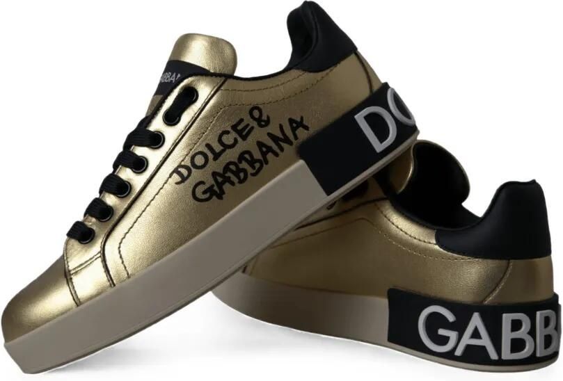 Dolce & Gabbana Portofino metallic sneakers Goud