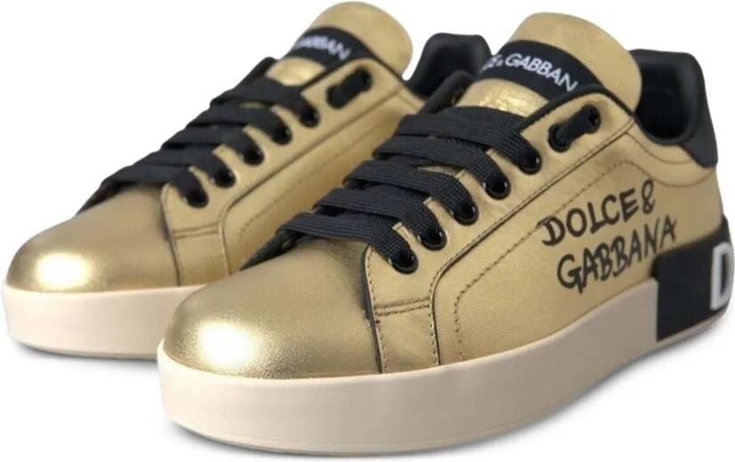 Dolce & Gabbana Portofino metallic sneakers Goud - Foto 3