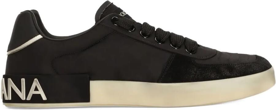 Dolce & Gabbana Portofino nylon en kalfsleren sneakers Zwart