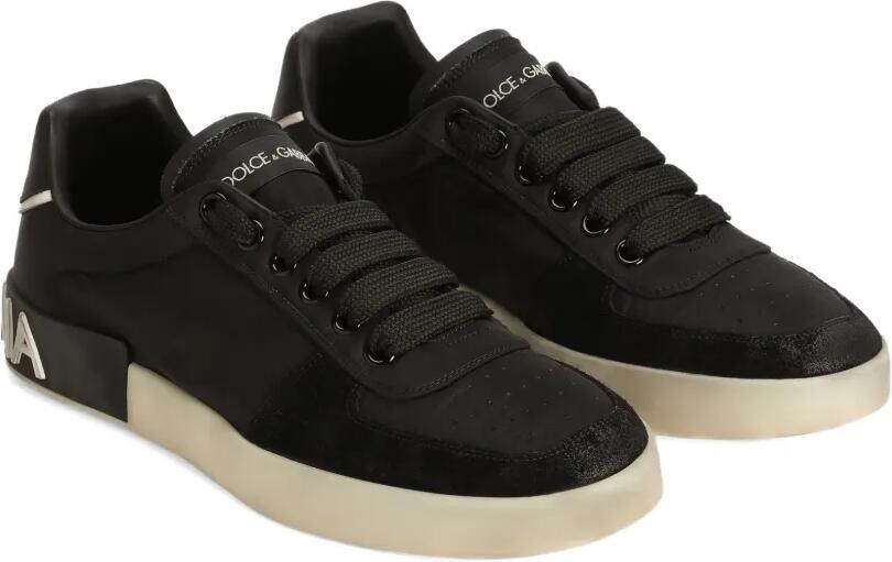 Dolce & Gabbana Portofino nylon en kalfsleren sneakers Zwart - Foto 2
