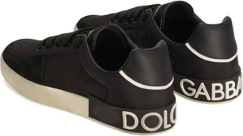 Dolce & Gabbana Portofino nylon en kalfsleren sneakers Zwart - Foto 4
