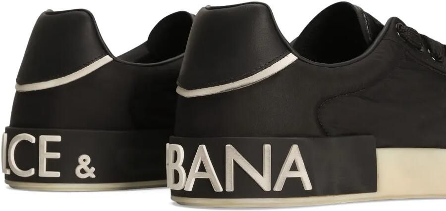 Dolce & Gabbana Portofino nylon en kalfsleren sneakers Zwart - Foto 3