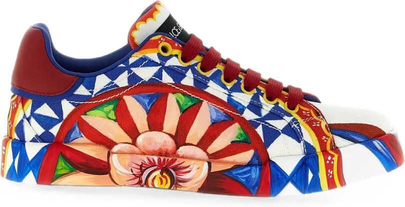 Dolce & Gabbana Portofino sneakers met Carretto-print Wit