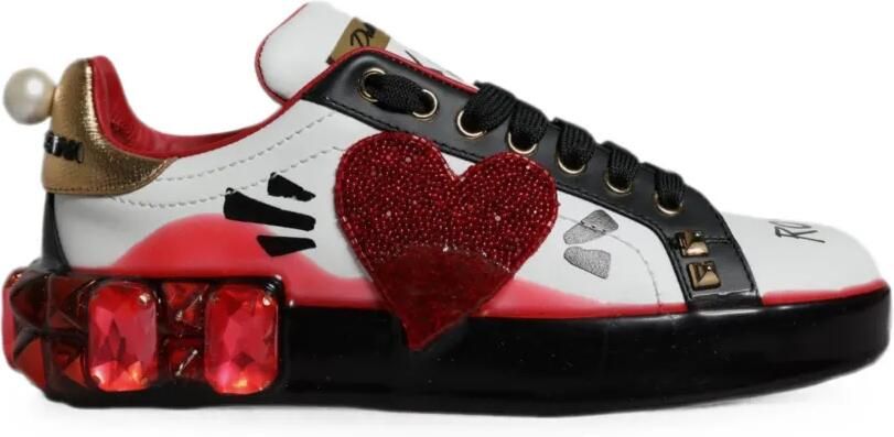 Dolce & Gabbana Portofino sneakers met hartpatch Wit